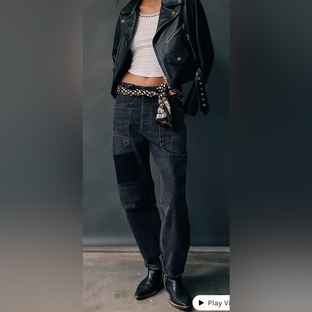 Free People Black Boyfriend Jeans Relaxed Fit